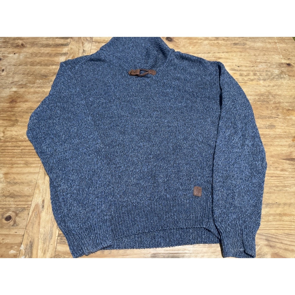 MASSIMO DUTTI Men's Blue Linen-Cotton Blend Shawl Collar Sweater Sz L Italy - Picture 2 of 9